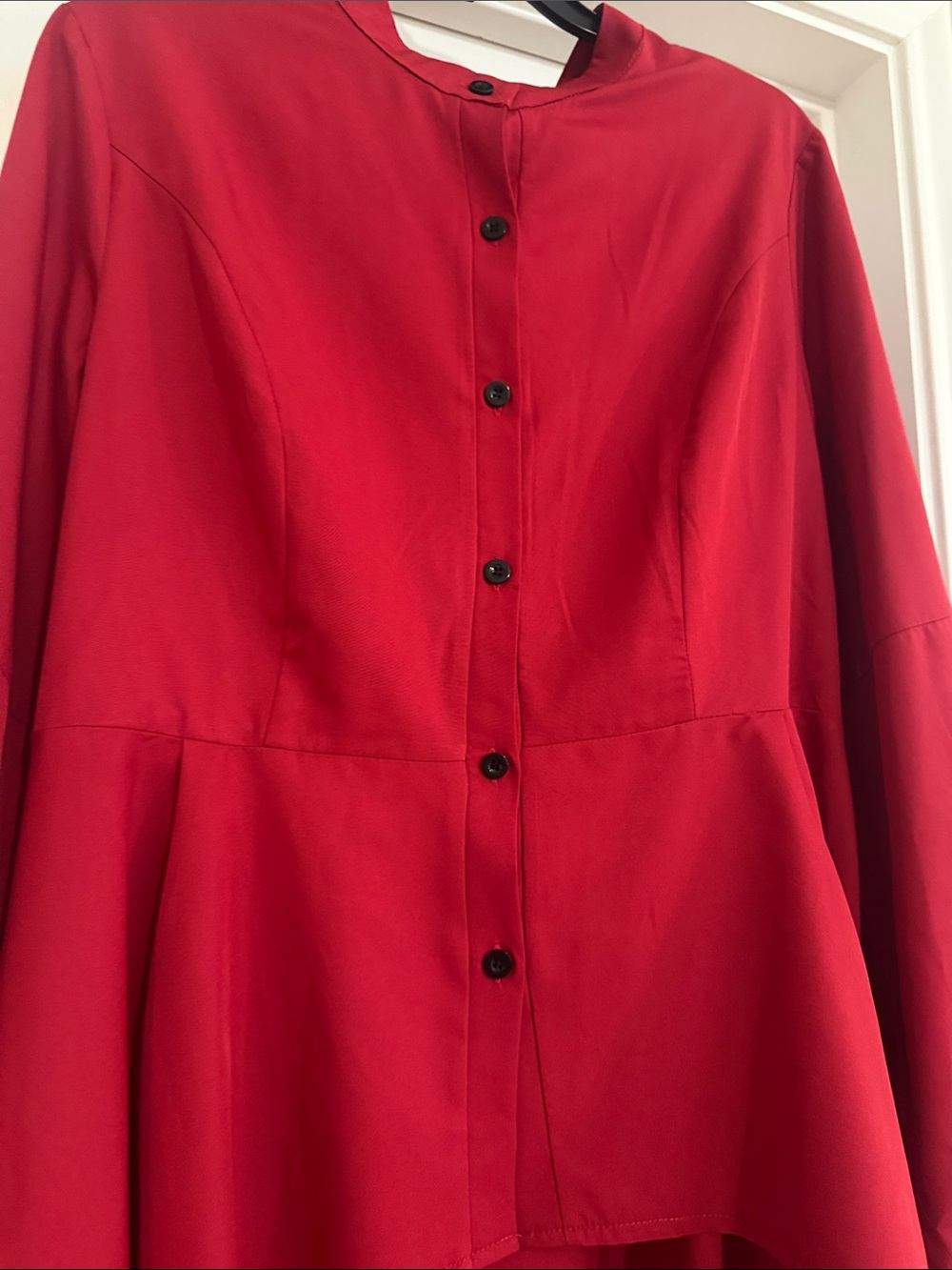 SHEIN Red High-Low Button Front Tunic - Picture 2 of 5